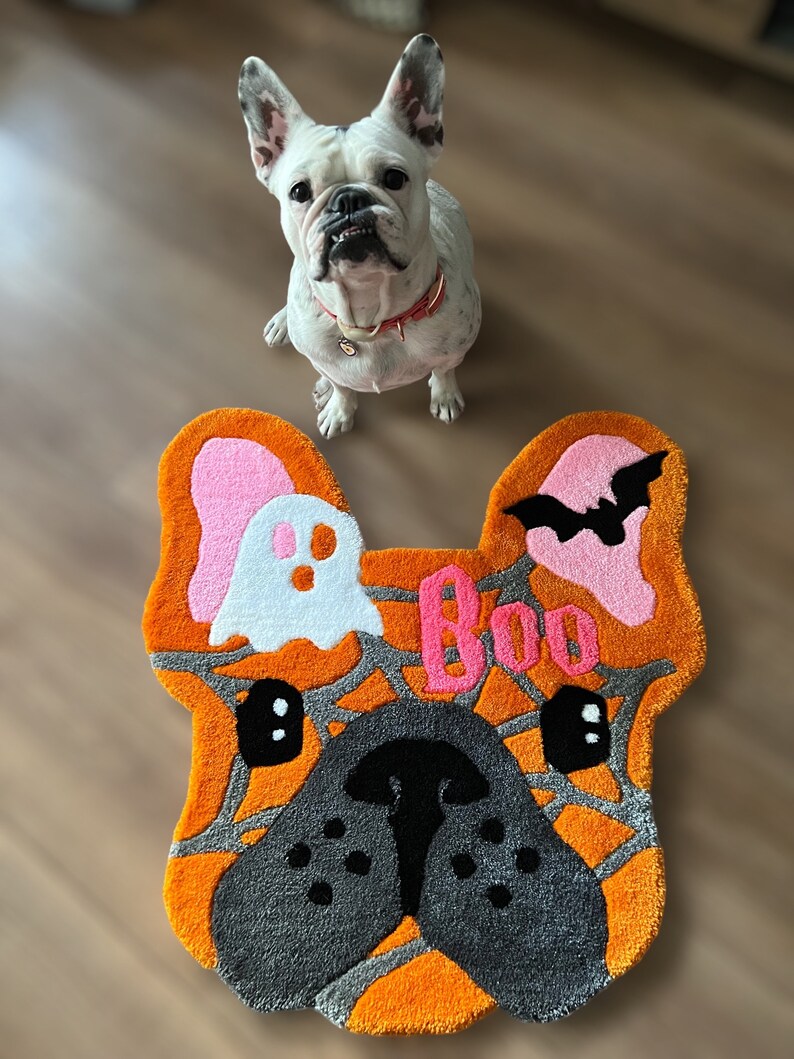 Halloween French Bulldog Rug Frenchie Tufted Mat French Bulldog Gift