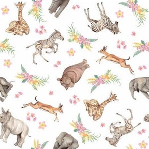 All Big Things Start Small by Beth Reed - for Studio E Fabrics - 7319-13 Animals on white - sold by the half yard