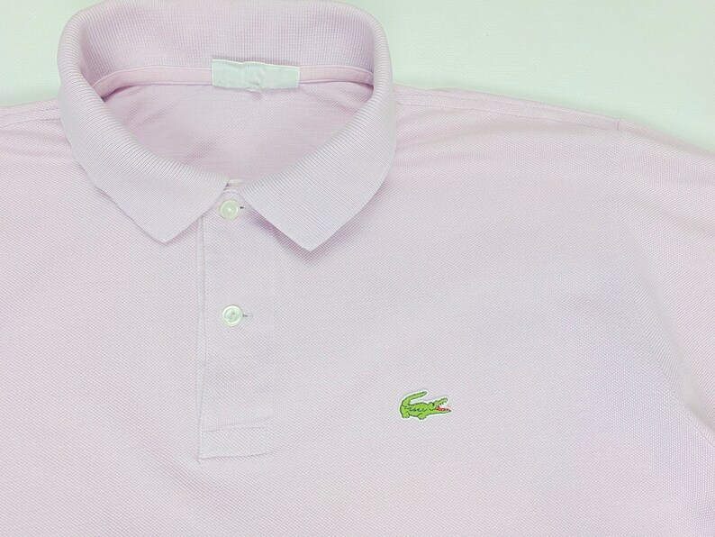 Polo Lacoste Logotipo Clásico Rosa Claro Hecho En Francia imagen 3