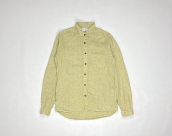 Stone Island Linen Button Up Shirt Embroidered Logo