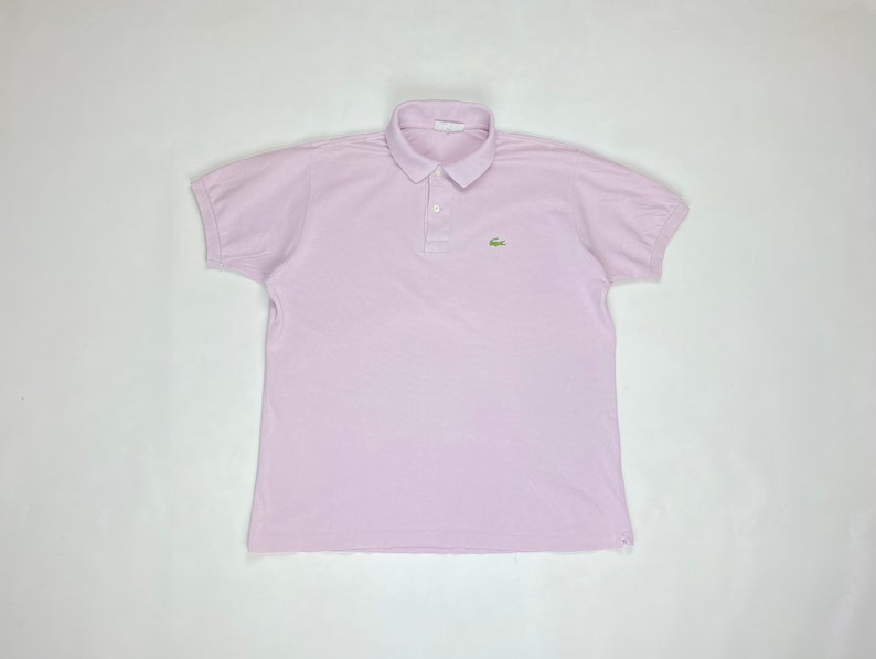 Polo Lacoste Logotipo Clásico Rosa Claro Hecho En Francia imagen 1