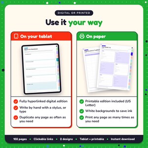 Use the Small Town Romance Writing Planner on your tablet as a hyperlinked digital planner, or print the US Letter printable edition
