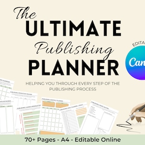 Editable Self Publishing Planner in Canva - Indie Publishing Planner - Novel Planner Online - Book Series Planner Workbook - Canva Template