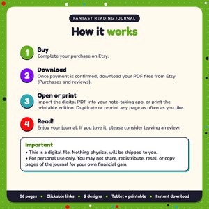 How it works: buy, download the PDF files from Etsy, open in your note-taking app or print. Digital file for personal use, nothing is shipped