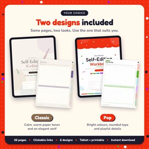 Two designs included with the Self-Editing Workbook: Classic and Pop