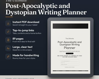 Può includere: Un pianificatore di scrittura digitale per tablet e-ink intitolato The Ultimate Post-Apocalyptic and Dystopian Writing Planner. Include 89 pagine, collegamenti ipertestuali, testo grande e spazio per la scrittura a mano per reMarkable e Kindle Scribe.
