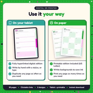 Use the Writing Habit Journal on your tablet as a hyperlinked digital journal, or print the US Letter printable edition