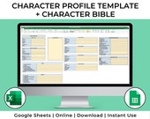 Character Profile Template – Author Book Planner (Excel/Google Sheet)