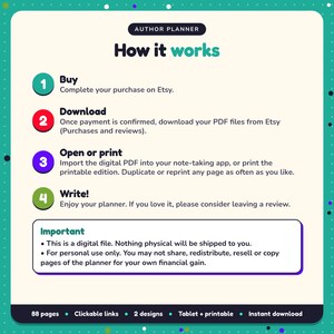 How it works: buy, download the PDF files from Etsy, open in your note-taking app or print. Digital file for personal use, nothing is shipped