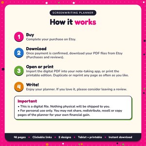 How it works: buy, download the PDF files from Etsy, open in your note-taking app or print. Digital file for personal use, nothing is shipped