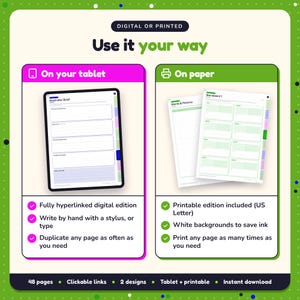 Use the Picture Book Writing Planner on your tablet as a hyperlinked digital planner, or print the US Letter printable edition