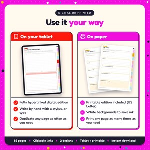 Use the Young Adult Writing Planner on your tablet as a hyperlinked digital planner, or print the US Letter printable edition