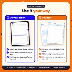 Use the Historical Fiction Writing Planner on your tablet as a hyperlinked digital planner, or print the US Letter printable edition