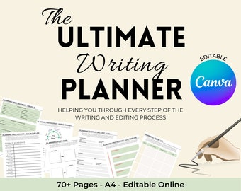 Editable Writing Planner in Canva - Writers Planner - Novel Planner Online - Book Series Workbook - Canva Template - Self-Publishing 2024