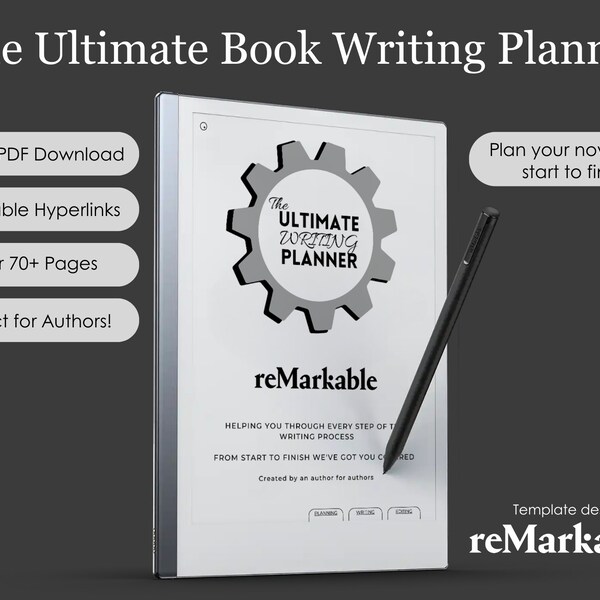 Remarkable 2 Book Writing Planner Template | Novel Writing Planner for Authors | Remarkable 2 Templates - Hyperlinked | Instant PDF Download