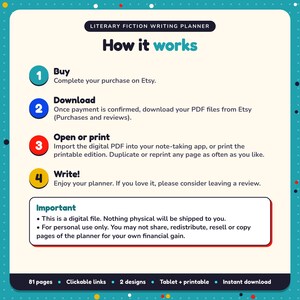 How it works: buy, download the PDF files from Etsy, open in your note-taking app or print. Digital file for personal use, nothing is shipped