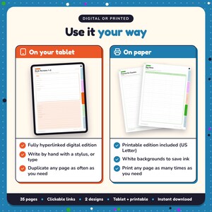 Use the Sci-Fi Reading Journal on your tablet as a hyperlinked digital journal, or print the US Letter printable edition
