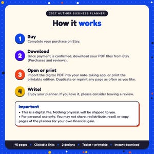 How it works: buy, download the PDF files from Etsy, open in your note-taking app or print. Digital file for personal use, nothing is shipped