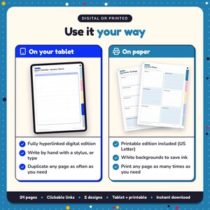 Use the Author Newsletter Planner on your tablet as a hyperlinked digital planner, or print the US Letter printable edition