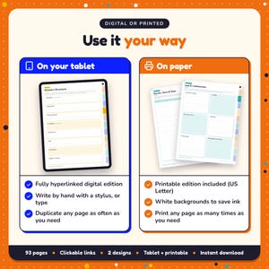Use the Western Writing Planner on your tablet as a hyperlinked digital planner, or print the US Letter printable edition
