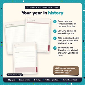 Your year in history: Historical Fiction Reading Journal pages. Rank your ten favourite books of the year, in order; Say why each one earned its place; Year in review: books read, your favourite book and why