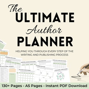 Author Planner - Writers Planner - Novel Writing Planner - Book Planning Workbook and Organiser - NaNoWriMo - A5 PDF Download