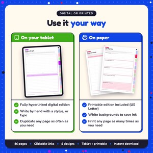 Use the Sci-Fi Writing Planner on your tablet as a hyperlinked digital planner, or print the US Letter printable edition