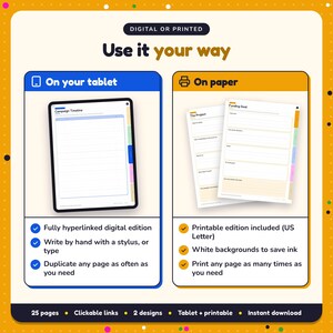 Use the Crowdfunding for Authors Planner on your tablet as a hyperlinked digital planner, or print the US Letter printable edition