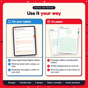 Use the Political & Conspiracy Thriller Writing Planner on your tablet as a hyperlinked digital planner, or print the US Letter printable edition