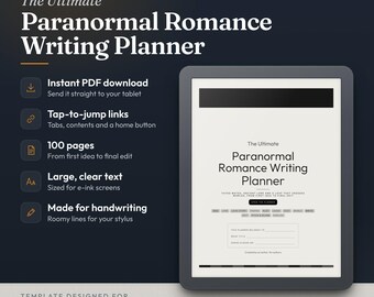 Puede incluir: Un planificador de escritura digital para tabletas de tinta electrónica titulado The Ultimate Paranormal Romance Writing Planner. Incluye 100 páginas, enlaces interactivos y texto grande. Diseñado para reMarkable y Kindle Scribe.
