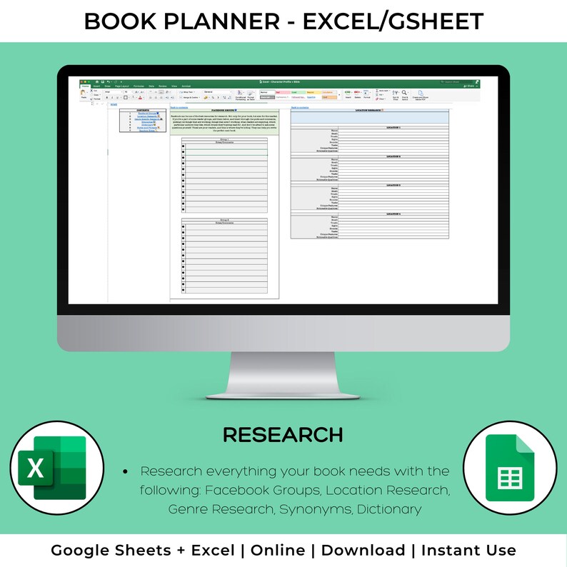 Ultimate Book Planner for Authors – Excel/google Sheets (instant ...