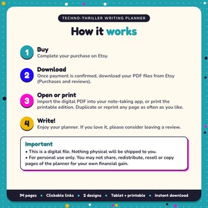How it works: buy, download the PDF files from Etsy, open in your note-taking app or print. Digital file for personal use, nothing is shipped