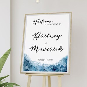 Minimalist Wedding Welcome Sign: Editable, Navy Blue and Abstract Design - Modern Simple Minimalist Welcome Signs 3004