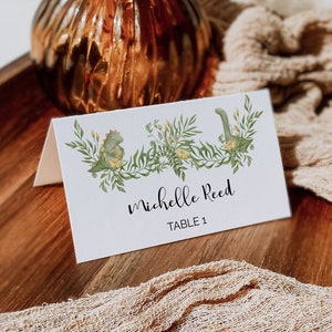 Modello segnaposto Boho Dino: biglietti modificabili per i sedili dei dinosauri Boho per baby shower, feste ed eventi 1011