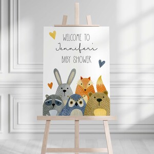 Woodland Animals Baby Shower Welcome Sign (Instant Download) 1003