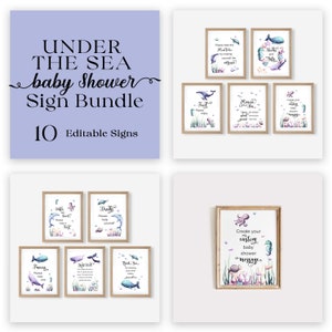 Under the Sea Baby Shower Sign Bundle: Editable Ocean Creature Decor (Digital Download) 1007