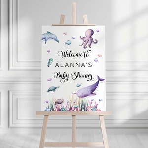 Baby Shower Welcome Sign, Under the Sea Ocean Theme, Sea Creatures, Instant Download Template 1007