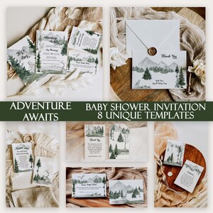 Adventure Awaits Baby Shower Invitation Bundle: Woodland Forest (Digital Download) 1010