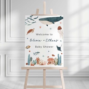 Baby Shower Welcome Sign Under the Sea Theme, Ocean Instant Download, Gender Neutral Welcome Poster 1012