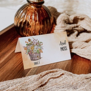Pumpkin Place Card Template: Watercolor Autumn Event Seating (Digital Download) 1008