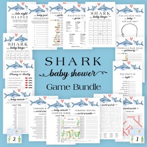 Baby Shower Games Bundle: Fun Printable Baby Shark Shower Activities and Game Pack - Instant Download 1002