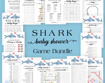 Baby Shower Games Bundle: Fun Printable Baby Shark Shower Activities and Game Pack - Instant Download 1002