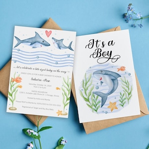 Shower Invitation: Under the Sea Baby Shark, Instant Download Printable Invite for Baby Shower, Cute Theme 1002