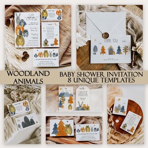 Woodland Animal Baby Shower Invitation: Gender Neutral, Wild One Bundle and Template 1003
