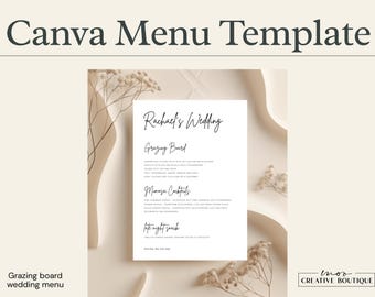Modello di menu modificabile per buffet di nozze (formato A5), cartello per il menù del mattino degli sposi (download digitale)