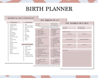 Planner del parto stampabile in formato A4, lista di controllo per la borsa dell'ospedale (PDF)
