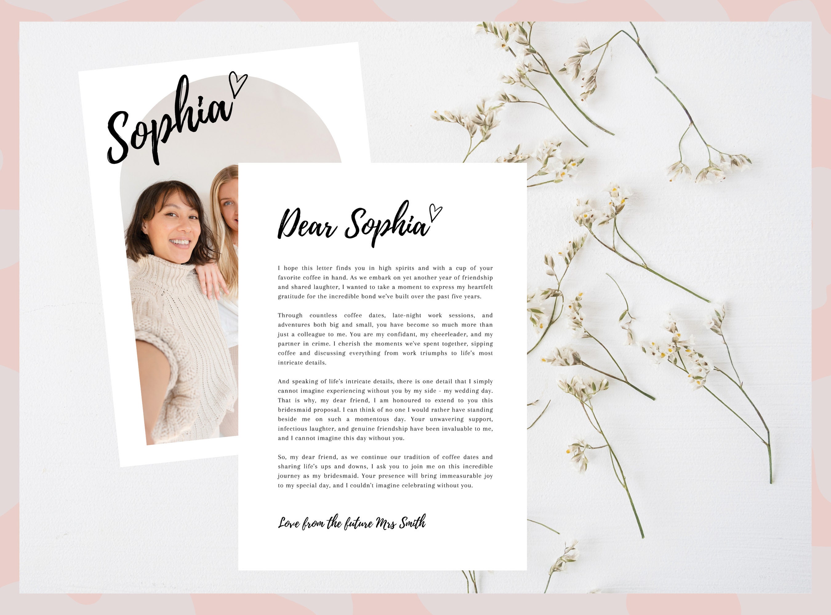 Bridesmaid Proposal Letter Template Editable With Canva Will You Be My