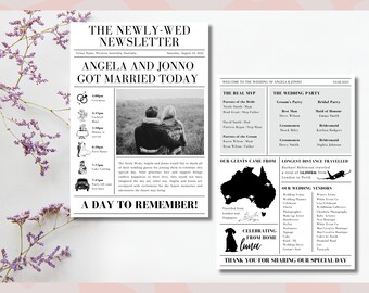 Modello modificabile per programma di giornale di nozze / Canva (download digitale)