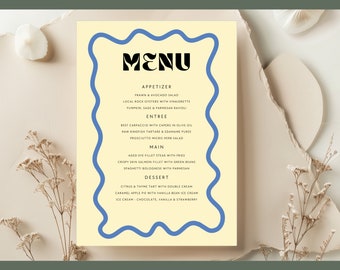 Modello di menu per addio al nubilato sulla Costiera Amalfitana - Tema italiano ondulato (download digitale)