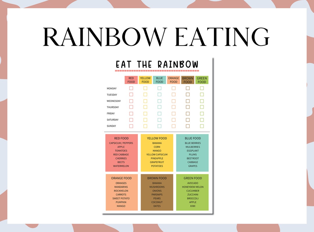 Kids Rainbow Food Tracker Printable (digital Download) - Etsy
